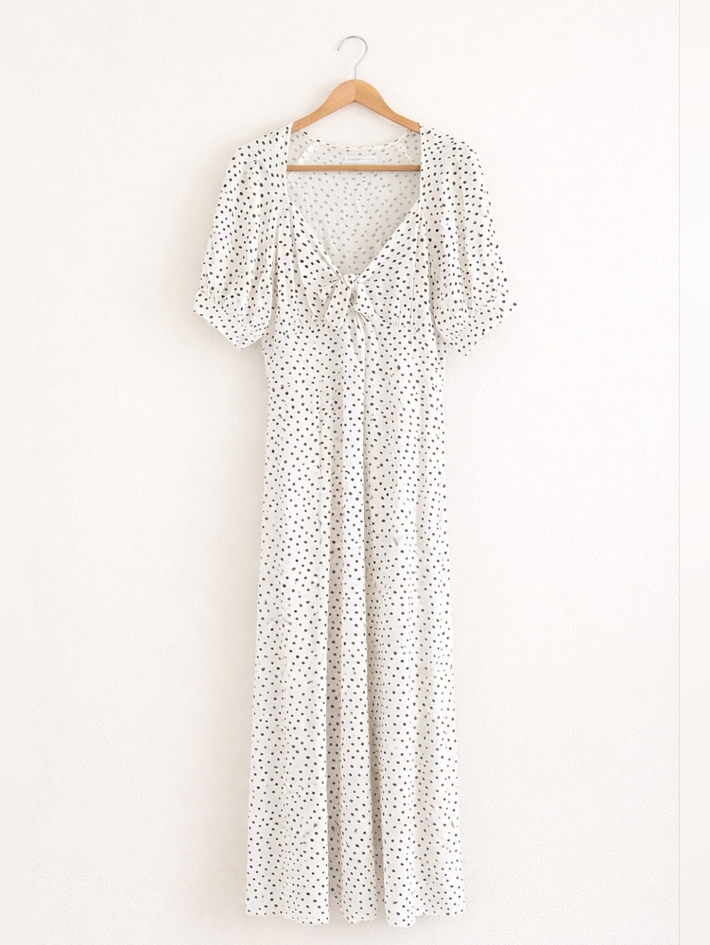 Urban Outfitters Cream Maxi Dress with Black Dot Print
